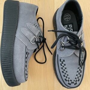 TUK Creepers-Grey Faux Suede; Like New US Size 5